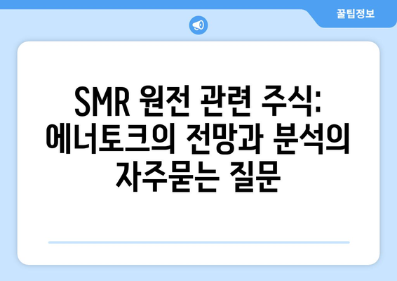 SMR 원전 관련 주식: 에너토크의 전망과 분석