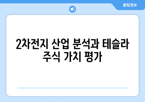 2차전지 산업 분석과 테슬라 주식 가치 평가