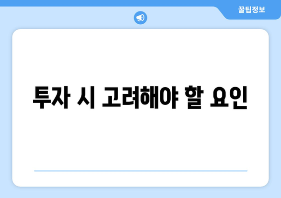 투자 시 고려해야 할 요인