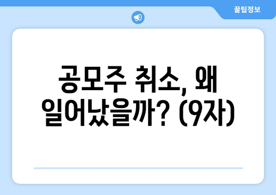 공모주 취소, 왜 일어났을까? (9자)