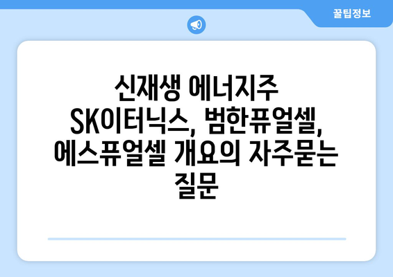 신재생 에너지주 SK이터닉스, 범한퓨얼셀, 에스퓨얼셀 개요