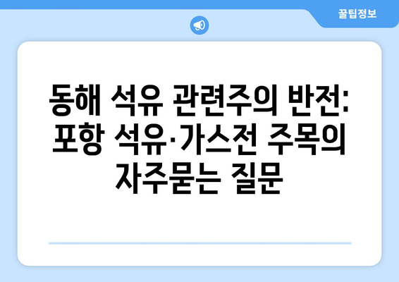 동해 석유 관련주의 반전: 포항 석유·가스전 주목