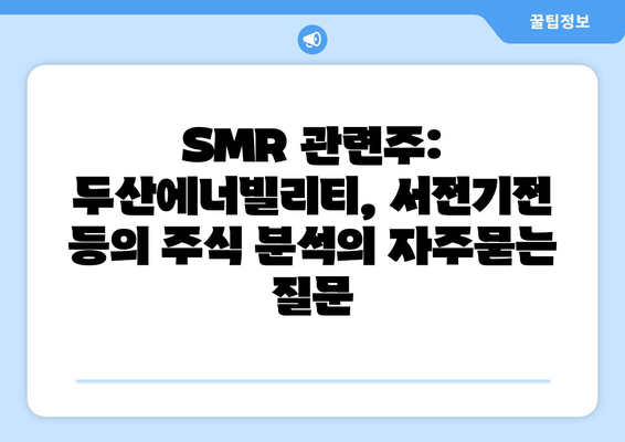 SMR 관련주: 두산에너빌리티, 서전기전 등의 주식 분석