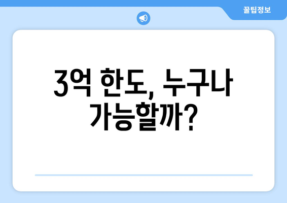 3억 한도, 누구나 가능할까?