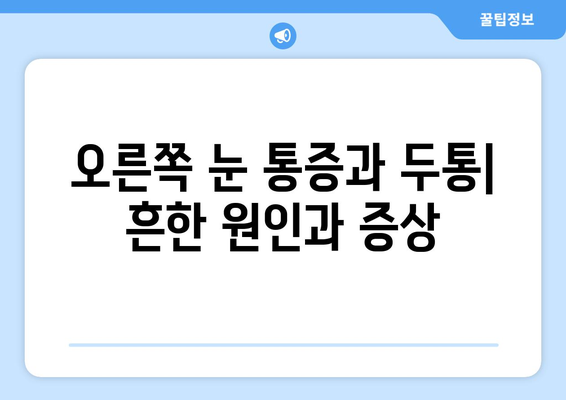 오른쪽 눈 통증과 두통| 무엇이 문제일까요? | 원인, 증상, 진료 팁