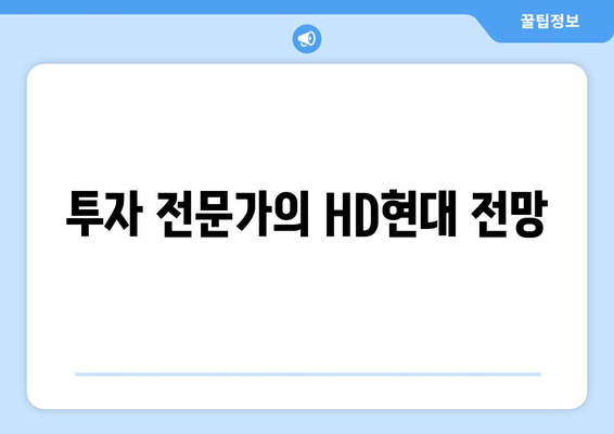 투자 전문가의 HD현대 전망