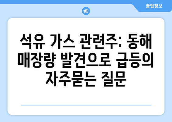 석유 가스 관련주: 동해 매장량 발견으로 급등