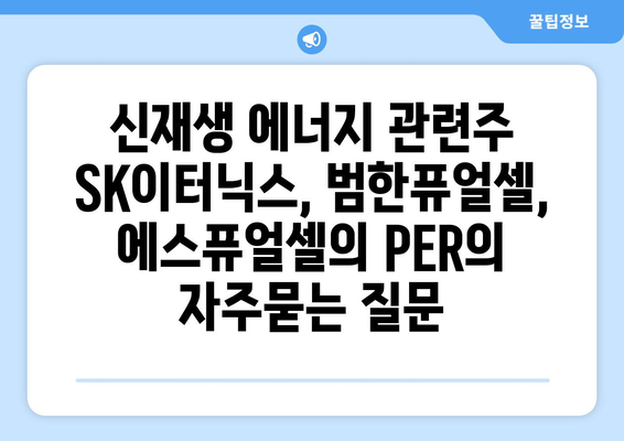 신재생 에너지 관련주 SK이터닉스, 범한퓨얼셀, 에스퓨얼셀의 PER