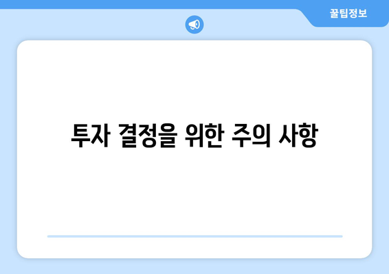 투자 결정을 위한 주의 사항