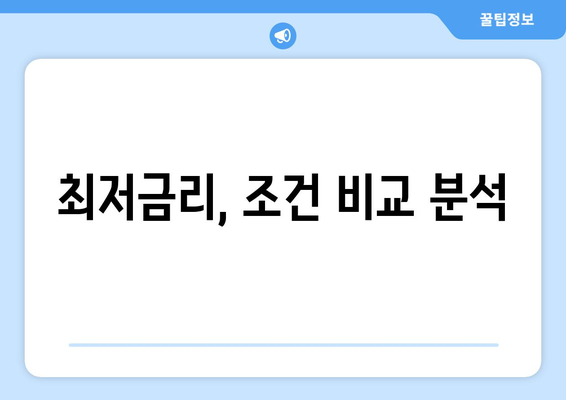 최저금리, 조건 비교 분석