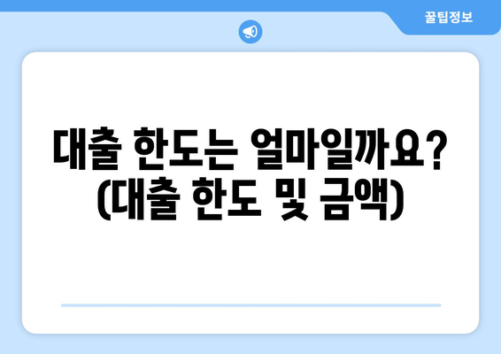 대출 한도는 얼마일까요? (대출 한도 및 금액)