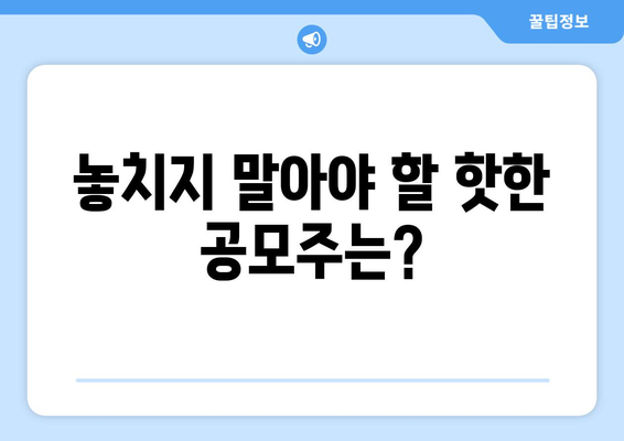 놓치지 말아야 할 핫한 공모주는?