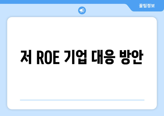 저 ROE 기업 대응 방안