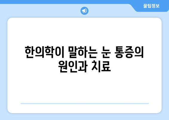 갑자기 생긴 눈 통증, 한의원에서 해결하세요 | 눈 통증 원인, 한의학적 치료, 추천 한방 치료법