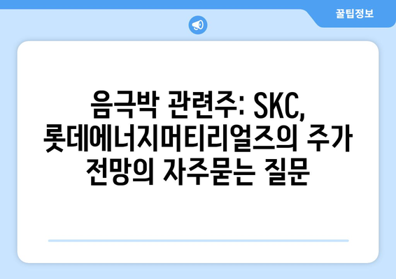 음극박 관련주: SKC, 롯데에너지머티리얼즈의 주가 전망