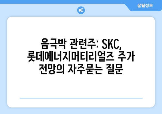 음극박 관련주: SKC, 롯데에너지머티리얼즈 주가 전망