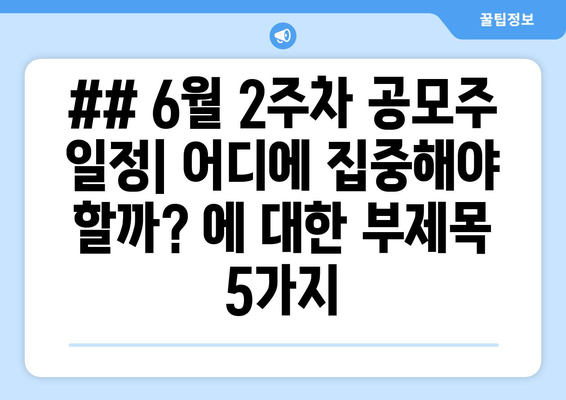 ## 6월 2주차 공모주 일정| 어디에 집중해야 할까? 에 대한 부제목 5가지