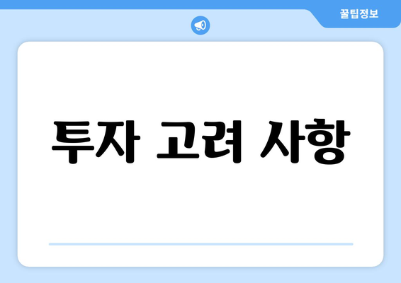 투자 고려 사항