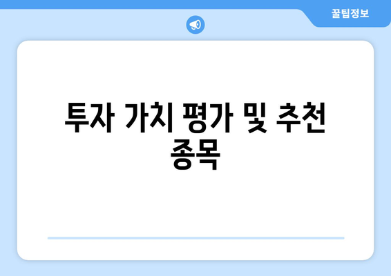 투자 가치 평가 및 추천 종목