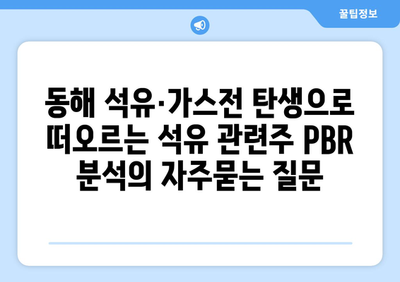 동해 석유·가스전 탄생으로 떠오르는 석유 관련주 PBR 분석