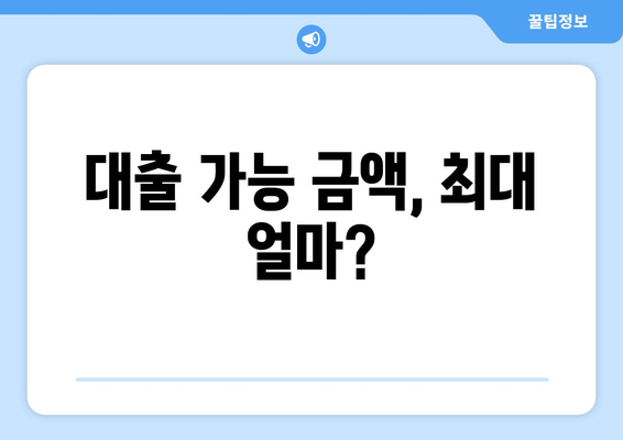 대출 가능 금액, 최대 얼마?