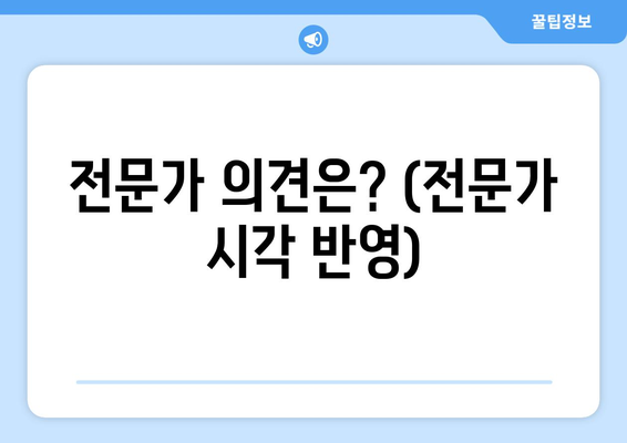 전문가 의견은? (전문가 시각 반영)