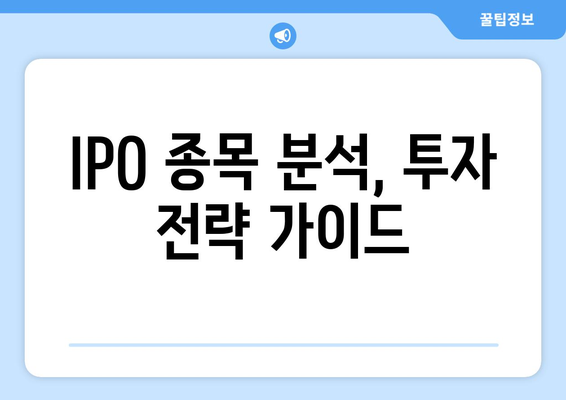 IPO 종목 분석, 투자 전략 가이드