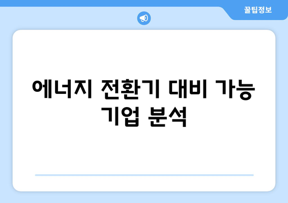 에너지 전환기 대비 가능 기업 분석