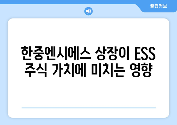 한중엔시에스 상장이 ESS 주식 가치에 미치는 영향