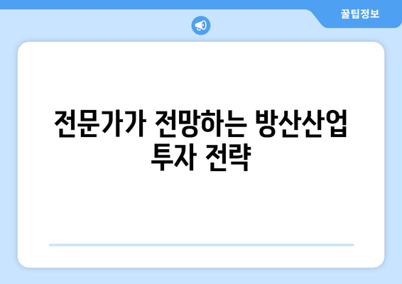 전문가가 전망하는 방산산업 투자 전략