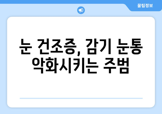 눈 건조증과 감기 눈통| 밀접한 관계를 파헤쳐 봅니다 | 눈 건조증 원인, 감기 눈통 증상, 예방법