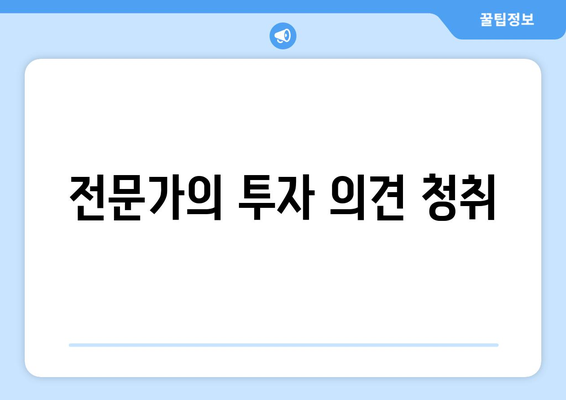 전문가의 투자 의견 청취