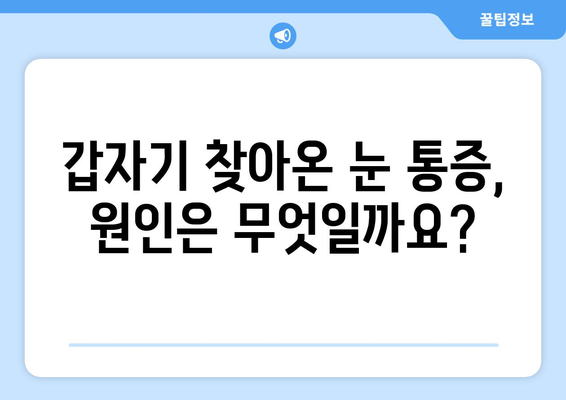 갑자기 나타나는 눈 통증, 병원 가야 하나? | 눈 통증 원인, 증상, 진료 시기, 응급 상황