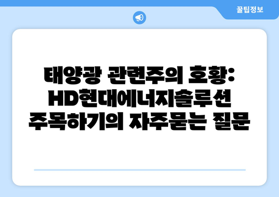 태양광 관련주의 호황: HD현대에너지솔루션 주목하기