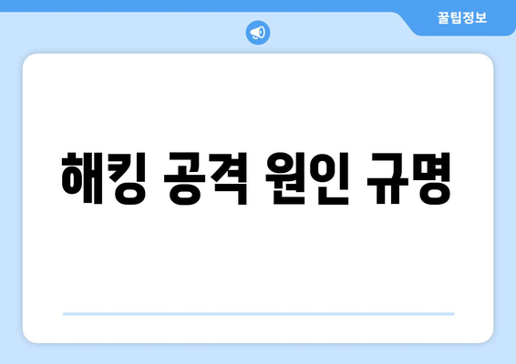 해킹 공격 원인 규명