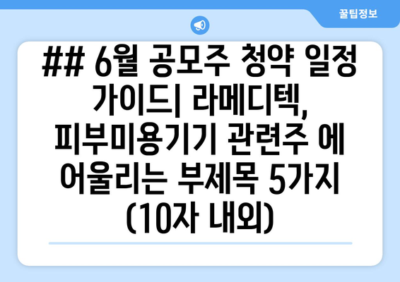 ## 6월 공모주 청약 일정 가이드| 라메디텍, 피부미용기기 관련주 에 어울리는 부제목 5가지 (10자 내외)