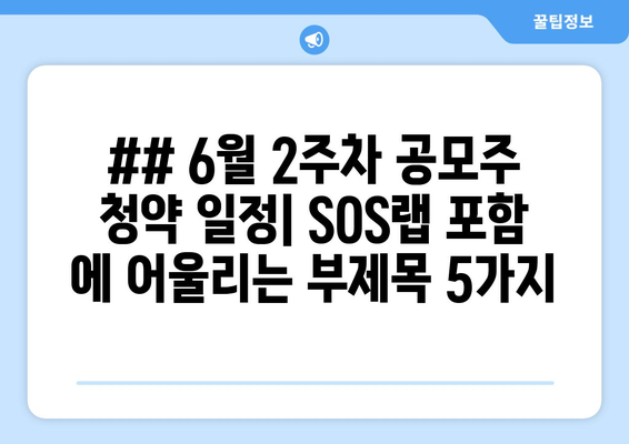 ## 6월 2주차 공모주 청약 일정| SOS랩 포함 에 어울리는 부제목 5가지