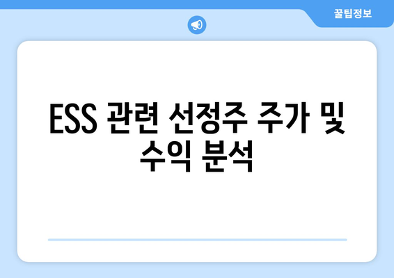 ESS 관련 선정주 주가 및 수익 분석