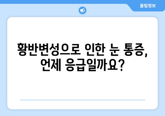 황반변성으로 인한 눈 통증, 응급 상황인가요? | 증상 확인 및 대처법