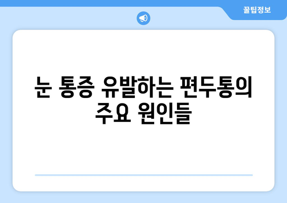 심한 편두통과 눈통증, 함께 나타나는 이유| 원인과 해결 방안 | 두통, 눈 통증, 원인 분석, 치료