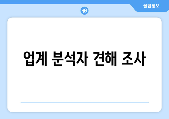 업계 분석자 견해 조사