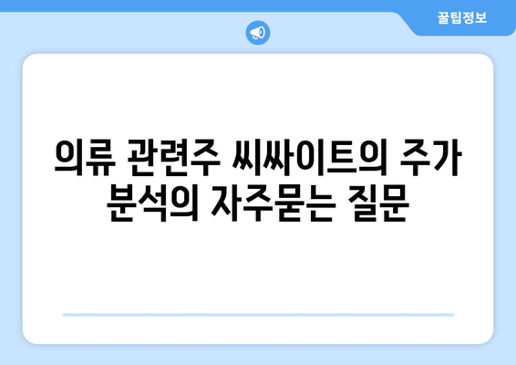 의류 관련주 씨싸이트의 주가 분석