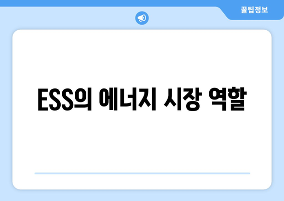 ESS의 에너지 시장 역할