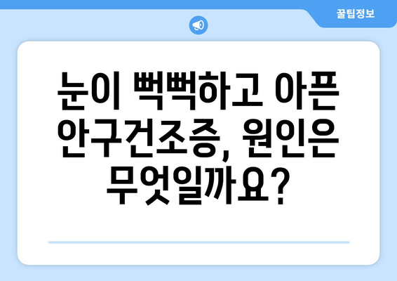 안구건조증 눈통증, 왜 생기고 어떻게 관리해야 할까요? | 안구건조증, 눈통증, 관리법, 원인, 증상