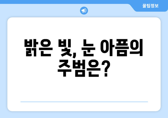 밝은 빛에 눈이 아플 때? 원인 파악부터 해결책까지 | 눈 통증, 눈부심, 시력 보호