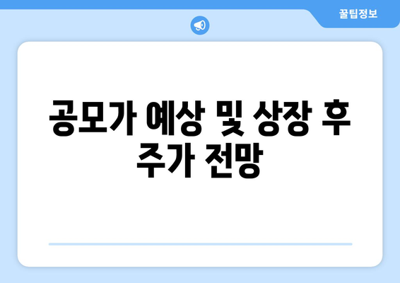 공모가 예상 및 상장 후 주가 전망