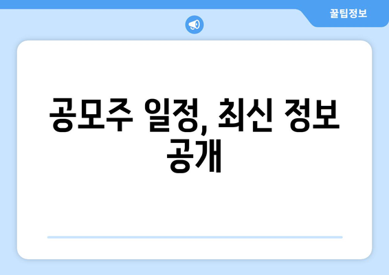 공모주 일정, 최신 정보 공개