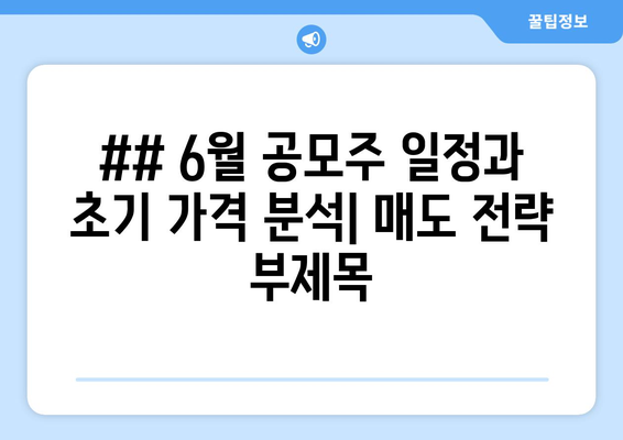 ## 6월 공모주 일정과 초기 가격 분석| 매도 전략 부제목