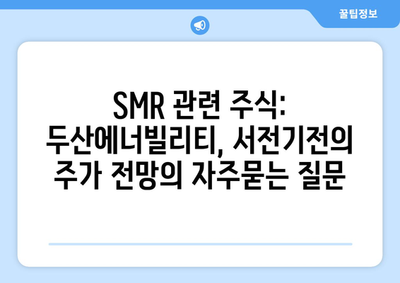 SMR 관련 주식: 두산에너빌리티, 서전기전의 주가 전망