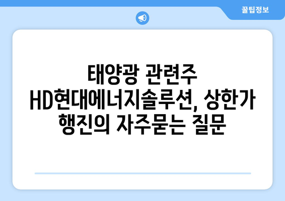 태양광 관련주 HD현대에너지솔루션, 상한가 행진